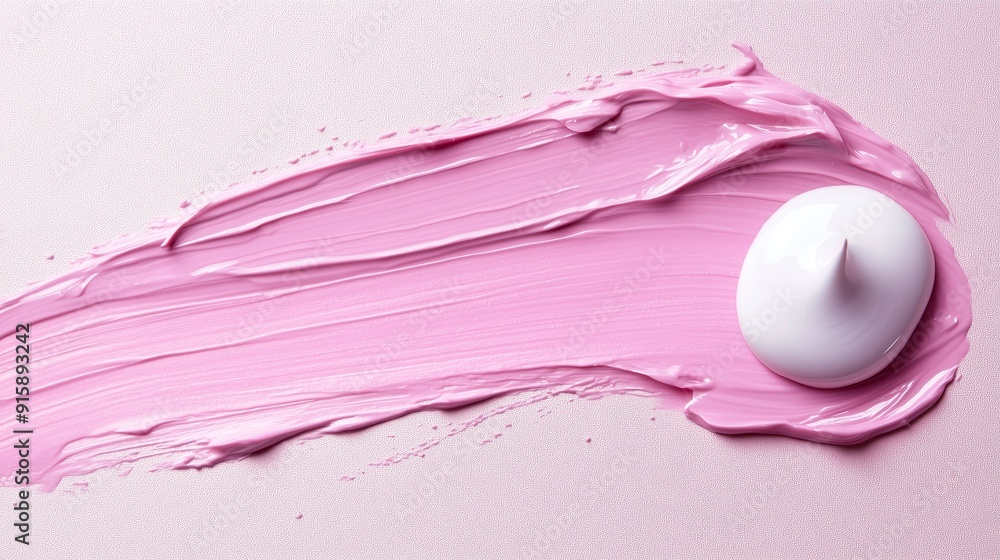 Poster smooth application of light pink cream on a soft surface during daylight hours