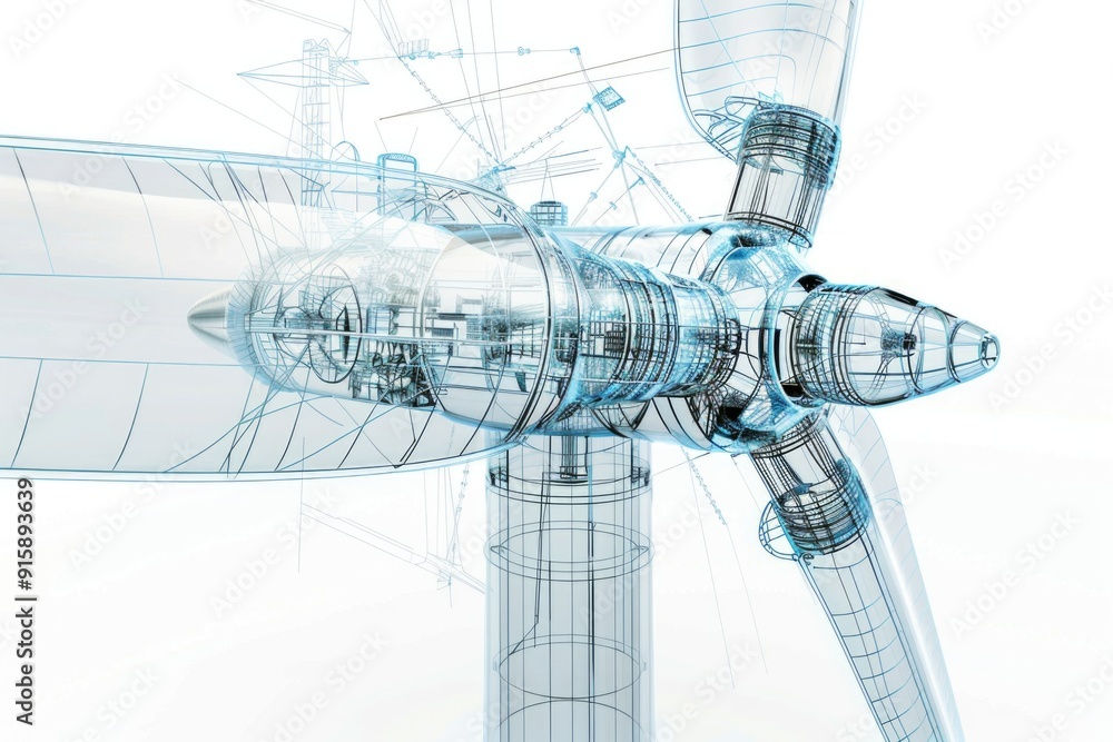 Poster A computer-generated image of a wind turbine generator