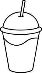 Outline of a Drink Cup with Straw Isolated on White