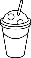 Outline Illustration of a To-Go Drink Cup with Straw