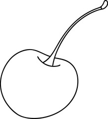 Minimalist Cherry Outline Drawing Isolated On White Background