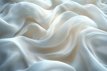 Obraz premium flowing white silk fabric caught in gentle breeze creating ethereal ripples and folds bathed in soft diffused light