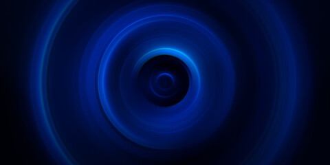 Abstract blue glowing geometric lines on black  background. Modern shiny blue circle lines pattern. Futuristic technology concept