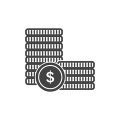 Dollar cents icon single coin, vector penny design element isolate.