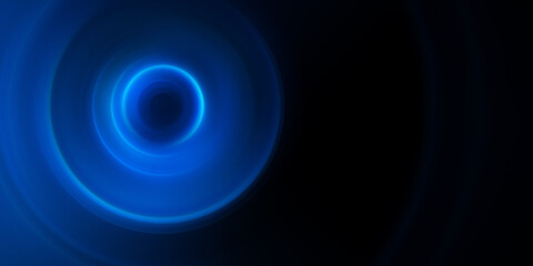 Abstract blue glowing geometric lines on black  background. Modern shiny blue circle lines pattern. Futuristic technology concept