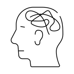 mess in head line icon vector. mess in head sign. isolated contour symbol black illustration