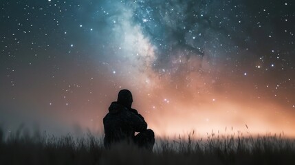 Stargazer Admiring the Milky Way in a Dark Sky During Nighttime