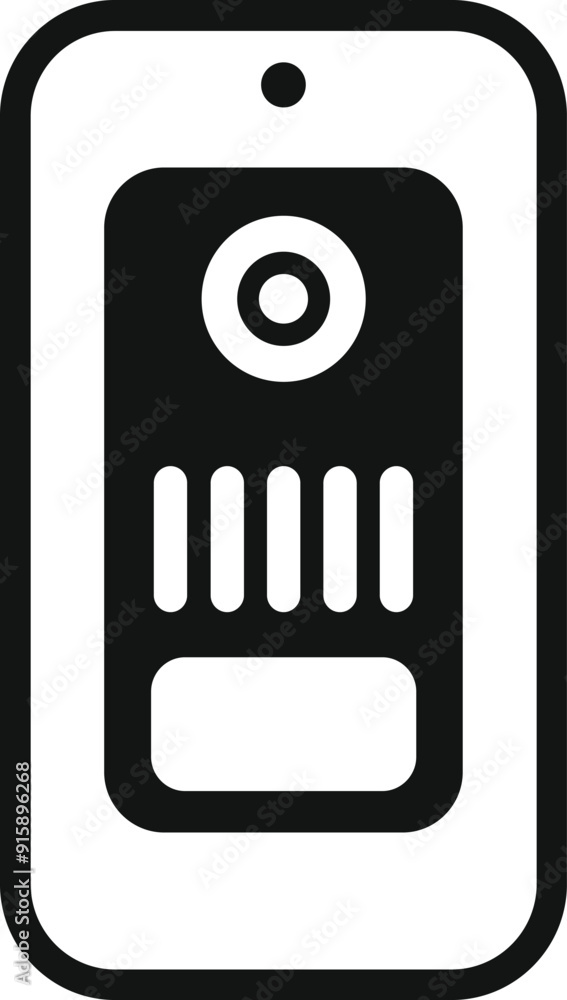Poster simple icon of a modern intercom system displaying access control buttons