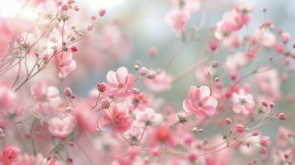 Obraz premium Delicate Blossoms With Soft Background Bokeh at Sunset in Spring