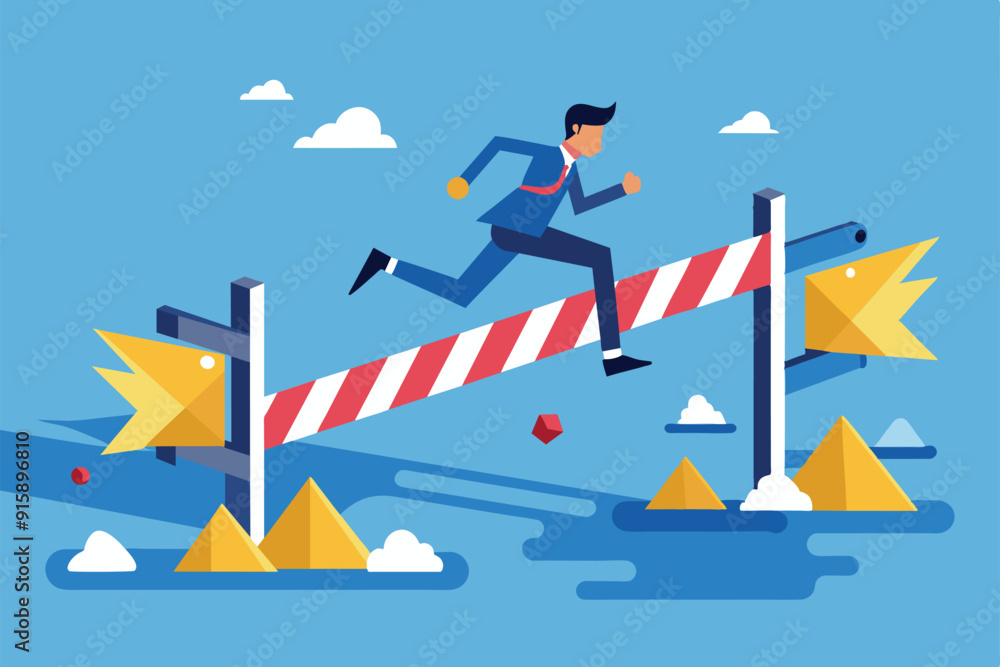 Aufkleber a person is seen running swiftly over a barrier, symbolizing the act of overcoming challenges in a v