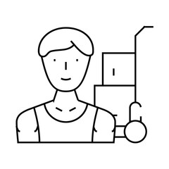 mover delivery worker line icon vector. mover delivery worker sign. isolated contour symbol black illustration