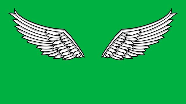 angel wings flapping animation with greenscreen
