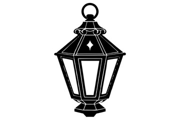 Vintage lantern pendant lamp silhouette, lamp icon vector
