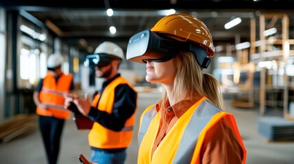 Foreman inspects a construction site in virtual reality