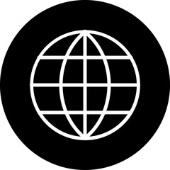 Globe Vector Line White Circle Black