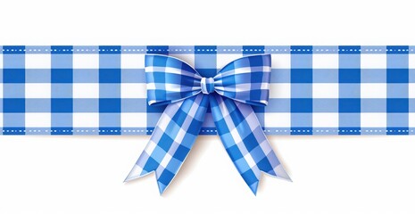 Fototapeta premium blue and white background with bow ribbon for classy German Bavarian Festival celebration decoration. German beer festival party banner or Octoberfest invitation card template. 