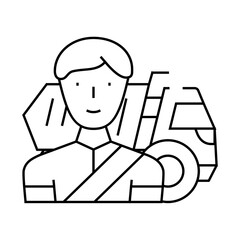 driver worker line icon vector. driver worker sign. isolated contour symbol black illustration