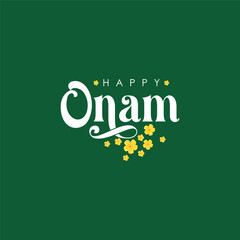 Happy Onam Typography Vector Design, Onam Festival Kerala