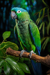 Obraz premium Vibrant Blue-naped Parrot: stunning beauty of rainforest with this vibrant image of a Blue-naped Parrot. generative AI