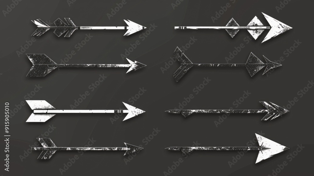 Poster A bunch of arrows pointing in various directions, ideal for use in presentations or as a visual representation of multiple options