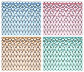 Vector set of knitted textures, seamless knitted background.