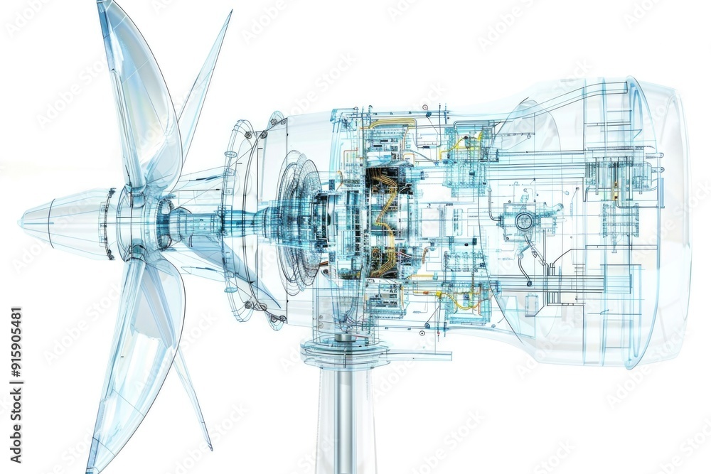 Aufkleber a close-up view of a modern wind turbine generator