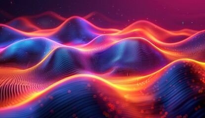 Obraz premium Abstract Colorful Wavy Pattern with Glowing Lights