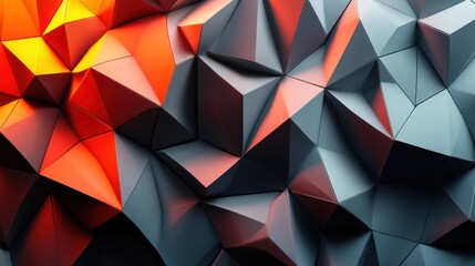 Fototapeta premium Abstract 3D Geometric Pattern with Red, Orange and Gray Colors