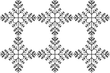 Fototapeta premium Monochrome Black snowflakes seamless vector pattern Packaging paper Textile wrapping paper Typography Winter holiday design Isolated background December mood New Year Christmas Xmas season Classic