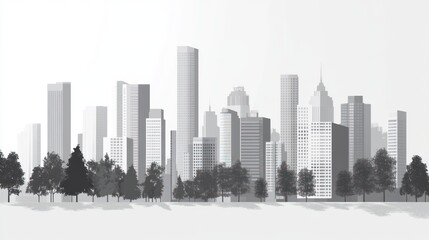 Fototapeta premium Modern Cityscape with Skyline and Trees