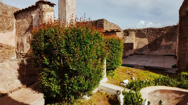 The House of Marcus Lucretius (Casa delle Suonatrici), Pompeii, Naples, Campania, Italy, an ancient Roman city buried by Vesuvius in 79 AD