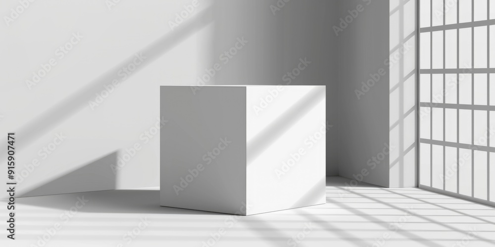 Poster a simple white pedestal sits in a room with a window, providing a minimalist backdrop for decoration