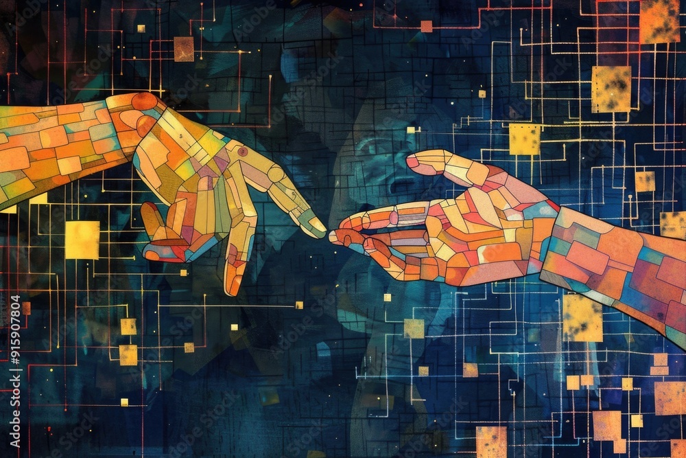 Poster Two hands clasped together, symbolizing connection and unity