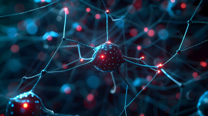 Futuristic Neural Network Visualization with Digital Data Flows and Complex AI Connections in a Virtual Reality Environment