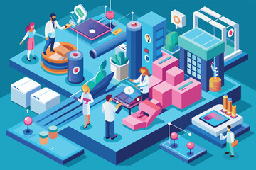 Obraz premium Researchers explore advanced cancer treatments in a high-tech laboratory filled with customizable equipment and collaborative workspaces