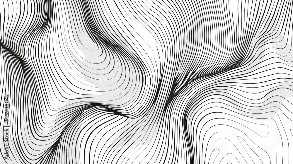 Poster a close-up view of a wavy surface in black and white, ideal for abstract or minimalist designs