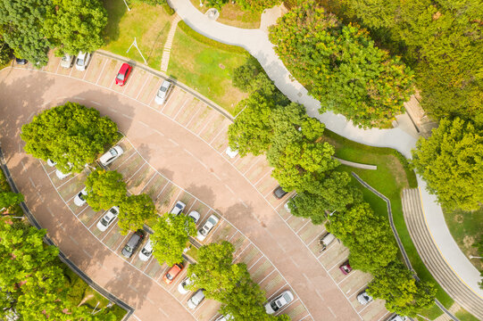 aerial view of parking lot