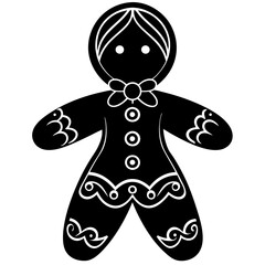 
Gingerbread man vector silhouette, Christmas gingerbread vector art

