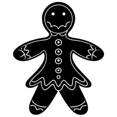 
Gingerbread man vector silhouette, Christmas gingerbread vector art
