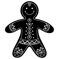 
Gingerbread man vector silhouette, Christmas gingerbread vector art

