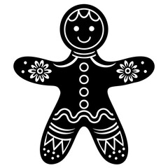 
Gingerbread man vector silhouette, Christmas gingerbread vector art
