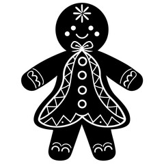 
Gingerbread man silhouette, Gingerbread man holiday biscuit vector icon
