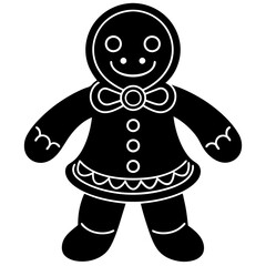 Obraz premium Gingerbread man silhouette, Gingerbread man holiday biscuit vector icon 