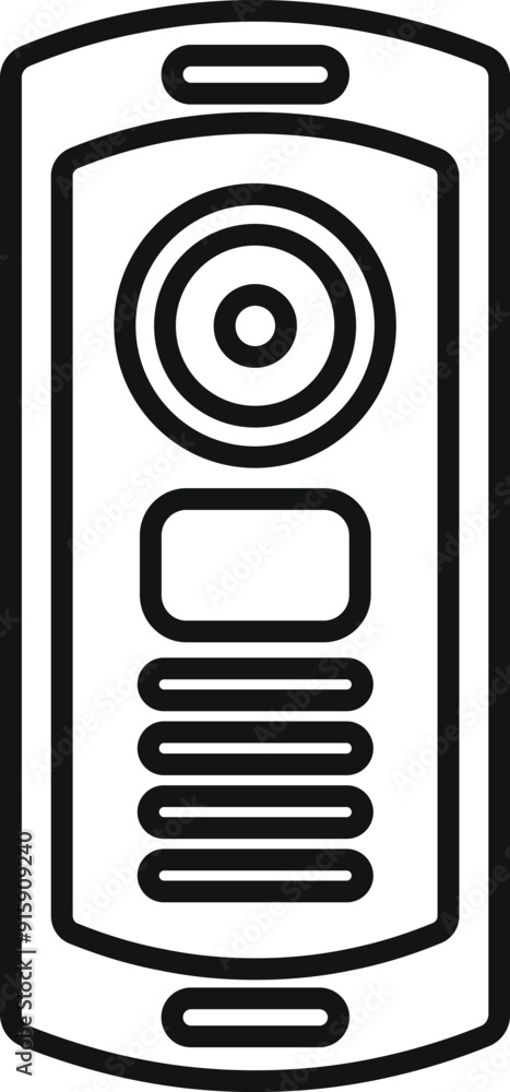 Poster minimalist line drawing of a modern intercom system, enabling communication and access control with 
