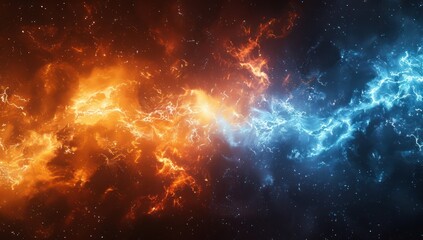 Fototapeta premium Abstract Cosmic Clash of Fire and Ice