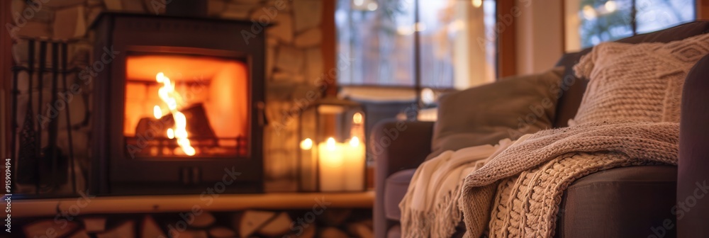 Aufkleber the roaring fireplace casts a warm glow, creating a cozy atmosphere perfect for relaxation on a chil