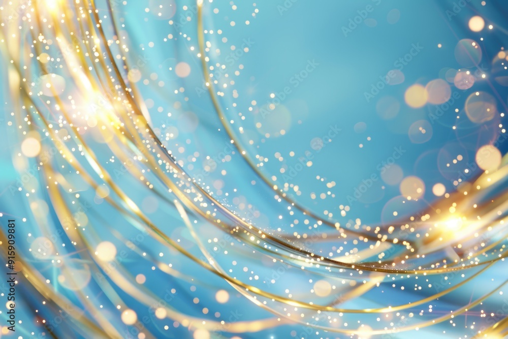 Poster a stylized spiral pattern on a blue and gold colored background, suitable for use in presentations o