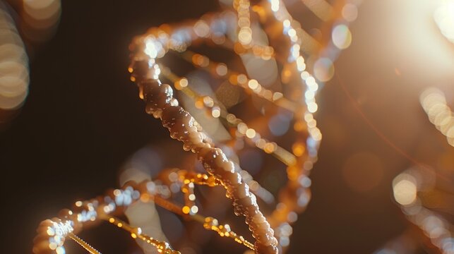 Mesmerizing close up of a rotating dna double helix, showcasing the intricate beauty and complexity of genetic information