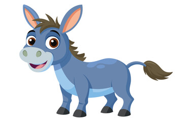 A cheerful donkey with a big smile and vibrant colors brings joy with its playful personality against a plain white background