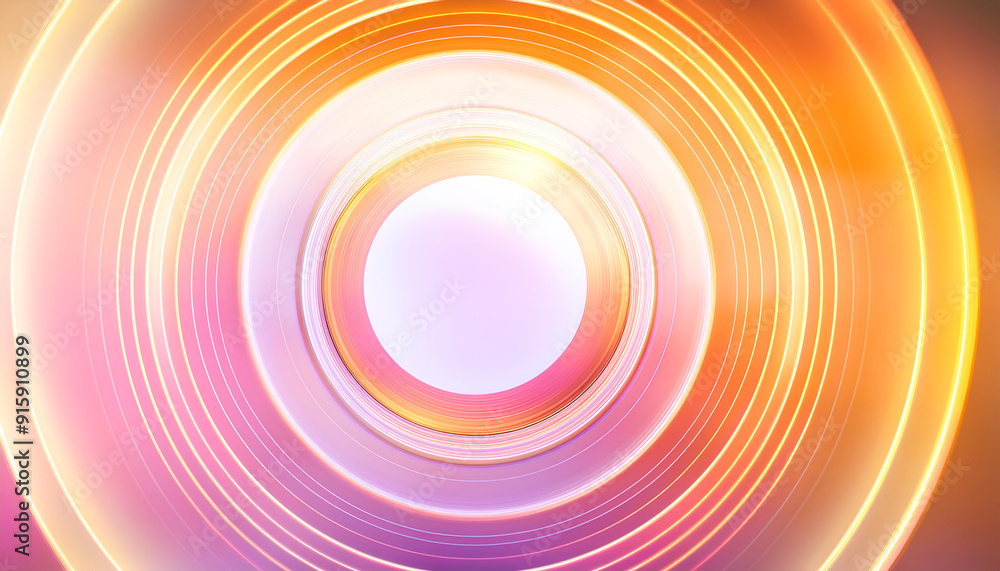 Poster abstract vibrant circular patterns with a glowing center radiating warm colors in a dynamic design